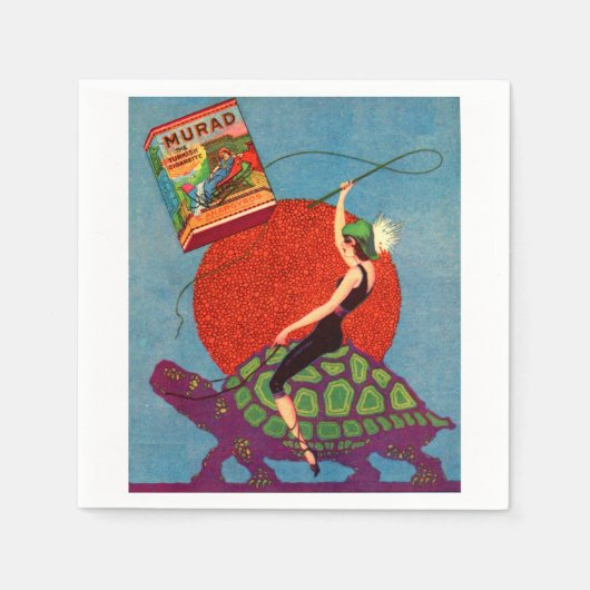 Serviette En Papier Murad cigarettes dame équitation tortue géante (Devant)