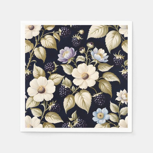 Serviette En Papier Mûre & Fleurs (Devant)