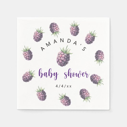 Serviette En Papier Mûres - Baby shower (Devant)
