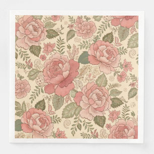 Serviette En Papier Muse Florale Poussiéreuse - Style Batik Rose Pouss