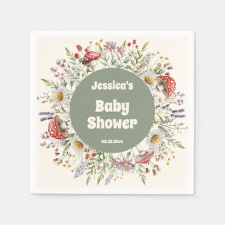 Serviette En Papier Mushroom Baby Shower 