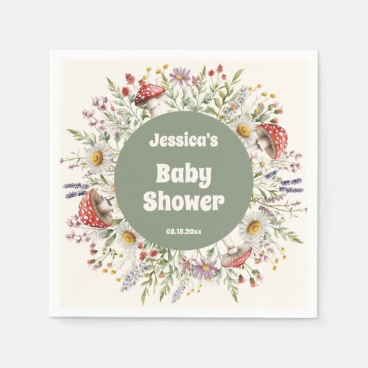 Serviette En Papier Mushroom Baby Shower  (Devant)