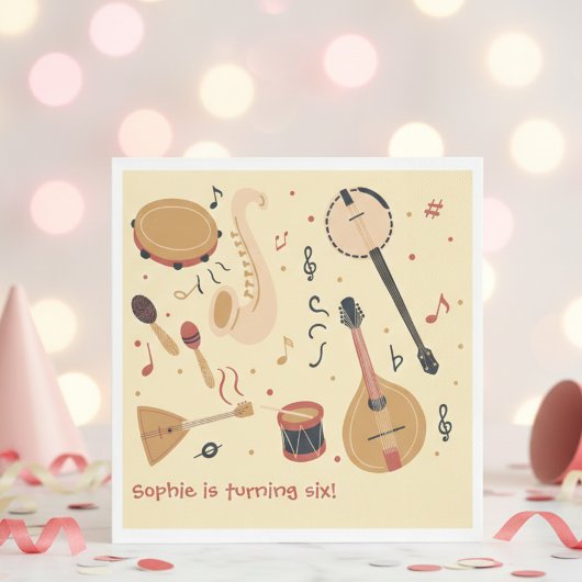 Serviette En Papier Music instruments kids birthday