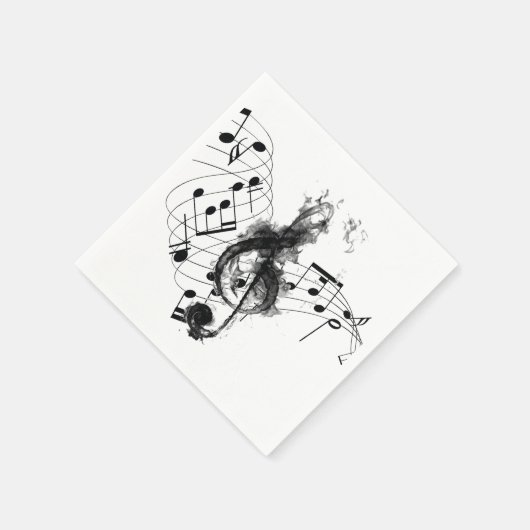Serviette En Papier Music Note Luxe noir et blanc (Coin)