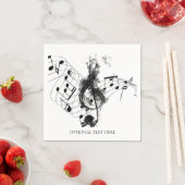 Serviette En Papier Music Note Luxe noir et blanc Personnalisé (En situation)