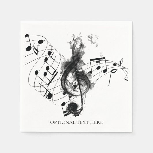 Serviette En Papier Music Note Luxe noir et blanc Personnalisé (Devant)