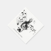 Serviette En Papier Music Note Luxe noir et blanc Personnalisé (Coin)
