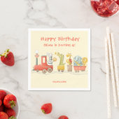Serviette En Papier Musical Animal Train Birthday (En situation)