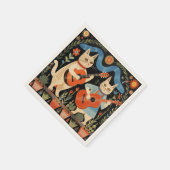 Serviette En Papier Musical Cats Folk Art (Coin)