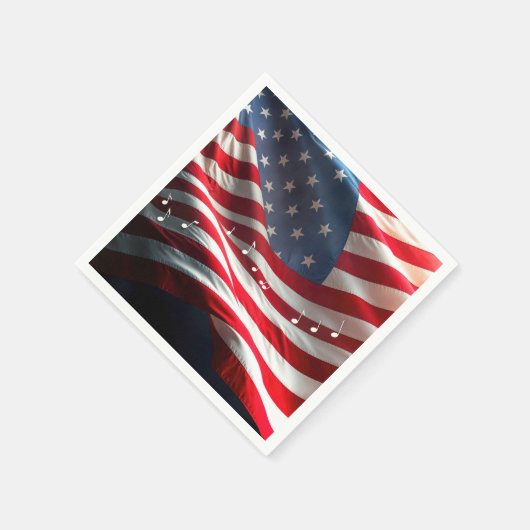Serviette En Papier Musical Notes Floating On an American Flag (Coin)