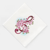 Serviette En Papier Musical treble clef notes with sakura flowers (Coin)