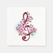 Serviette En Papier Musical treble clef notes with sakura flowers (Devant)