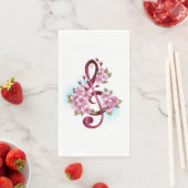 Serviette En Papier Musical treble clef notes with sakura flowers (En situation)