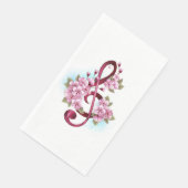Serviette En Papier Musical treble clef notes with sakura flowers (Coin)