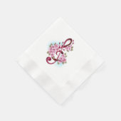 Serviette En Papier Musical treble clef notes with sakura flowers (Coin)