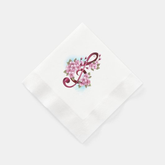 Serviette En Papier Musical treble clef notes with sakura flowers (Coin)
