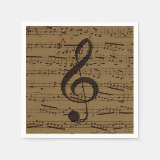 Serviette En Papier Musical Treble Clef Sheet Musique Classique (Devant)