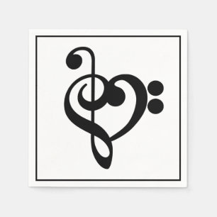 Serviette En Papier Musicien Cœur de musique - Clé de sol clé de fa