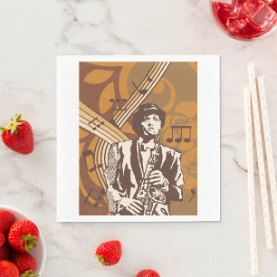 Serviette En Papier Musicien de jazz avec saxophone
