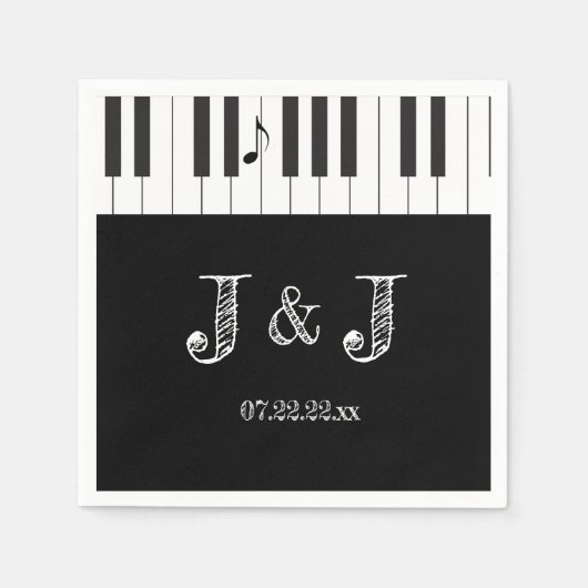 Serviette En Papier Musiciens créatifs Piano Keys papier Mariage (Devant)