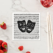Serviette En Papier Musique d'argent et masques de théâtre (En situation)