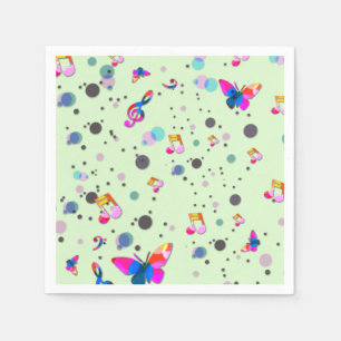 Serviette En Papier Musique de danse des couleurs sur le vert