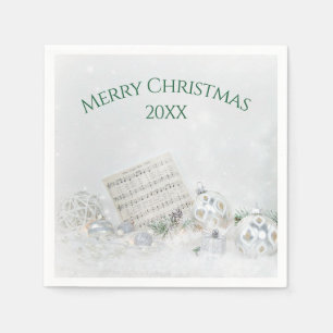Serviette En Papier Musique de Noël et ornements dans la neige