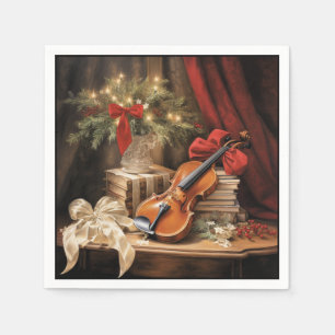 Serviette En Papier Musique de violon de Noël