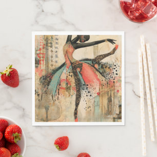 Serviette En Papier Musique de violon enjouée Ballerine en dentelle