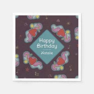 Serviette En Papier Musique Lover Doodles Thème Anniversaire Fête Turq