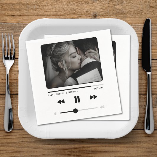 Serviette En Papier Musique MP3 Lecteur Mariage blanc