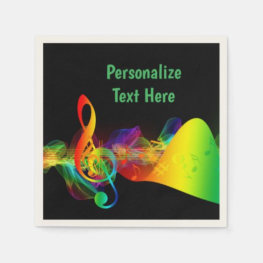 Serviette En Papier Musique Neon Notes musicales Dance Party Personnal (Devant)