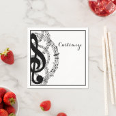 Serviette En Papier Musique noire et blanche 2 serviettes (En situation)