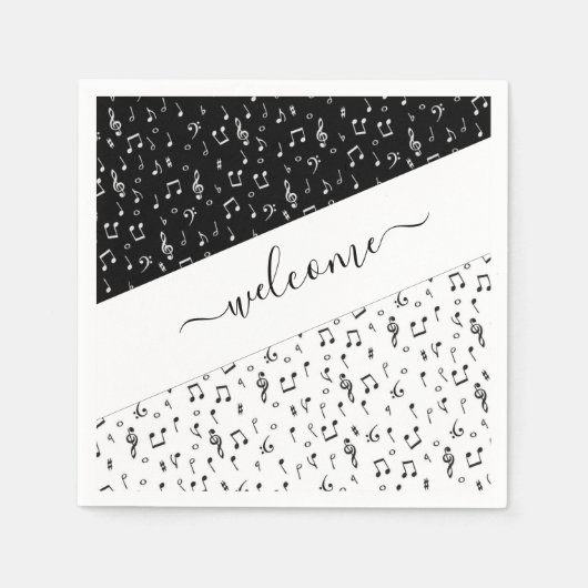 Serviette En Papier Musique noire et blanche personnalisée (Devant)
