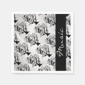 Serviette En Papier Musique noire et blanche Treble Clef Tree Napkins (Devant)