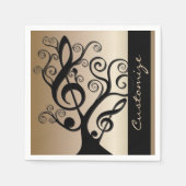 Serviette En Papier Musique noire et or Arbre Clé Arbre Napkins (Devant)