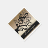 Serviette En Papier Musique noire et or Arbre Clé Arbre Napkins (Coin)