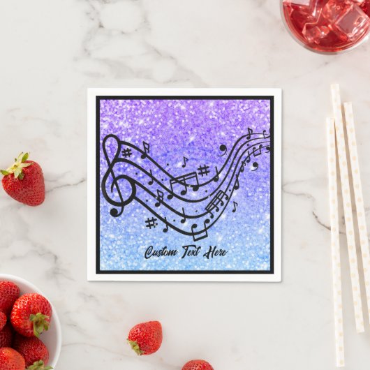 Serviette En Papier Musique Note Parties scintillant bleu violet Épers (En situation)