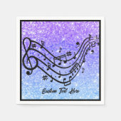 Serviette En Papier Musique Note Parties scintillant bleu violet Épers (Devant)