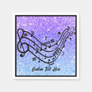 Serviette En Papier Musique Note Parties scintillant bleu violet Épers
