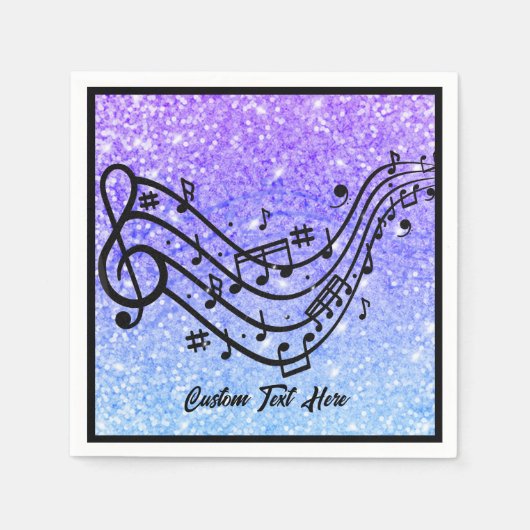 Serviette En Papier Musique Note Parties scintillant bleu violet Épers (Devant)
