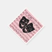 Serviette En Papier Musique rose et masques de théâtre (Coin)