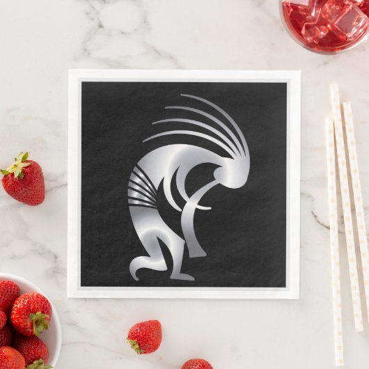 Serviette En Papier Musique Southwestern Silver Kokopelli Napkins (En situation)