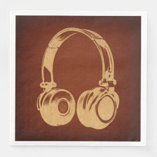 Serviette En Papier Musique Vintage Thème Retro Headphones Art