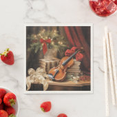 Serviette En Papier Musique violon de Noël (En situation)