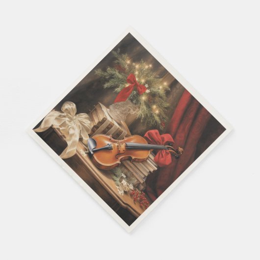 Serviette En Papier Musique violon de Noël (Coin)