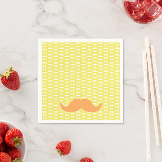 Serviette En Papier Mustache Jaune Orange Hipster tendance Rétro amusa (En situation)