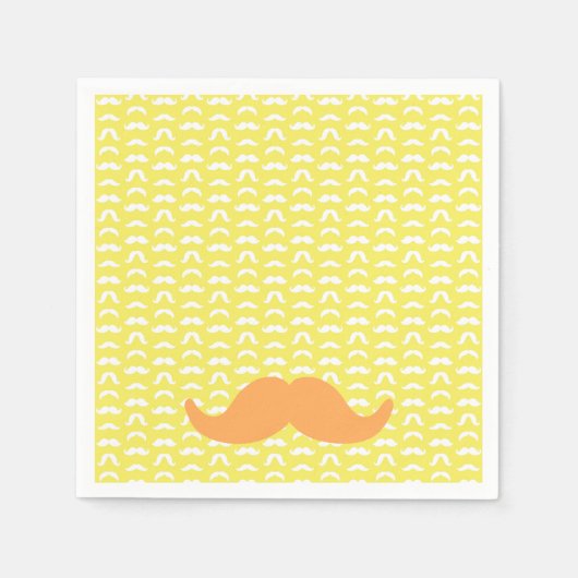 Serviette En Papier Mustache Jaune Orange Hipster tendance Rétro amusa (Devant)