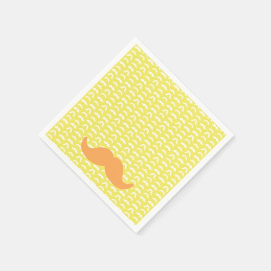 Serviette En Papier Mustache Jaune Orange Hipster tendance Rétro amusa (Coin)