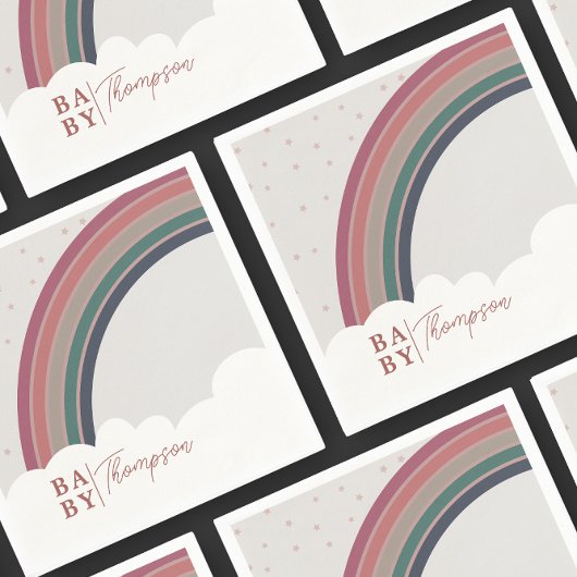 Serviette En Papier Muted Rainbow Baby shower Girl